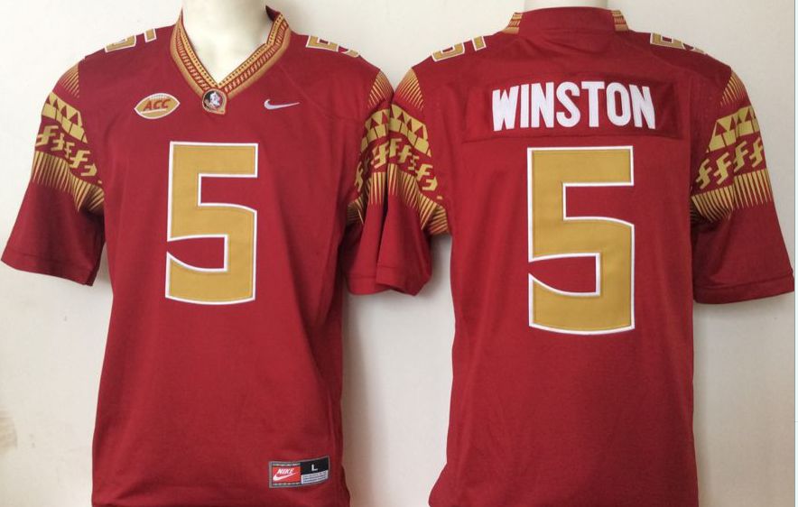 Men Florida State Seminoles FSU #5 Winston Red Nike 2025 NCAA Jersey->ncaa teams->NCAA Jersey